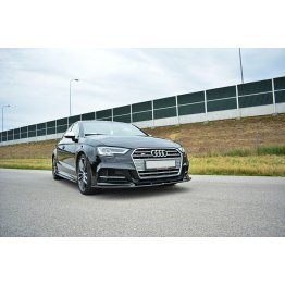 Накладка сплиттер на передний бампер на Audi S3 8V рестайл